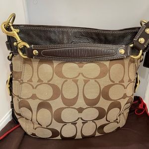 Vintage Coach Signature Hobo Satchel with Gold Hardware